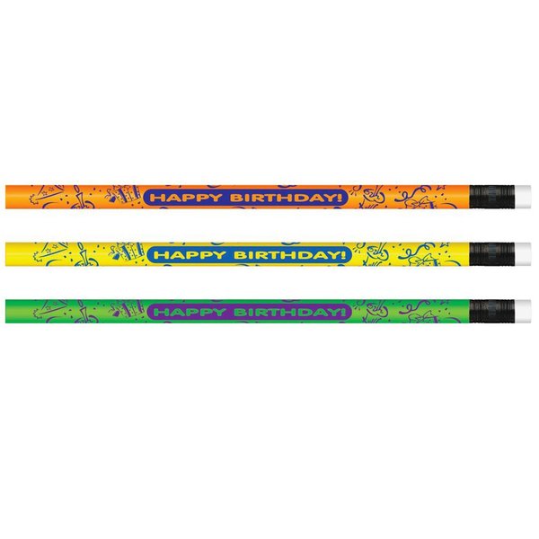 Moon Products Neon Happy Birthday Pencil, PK144 7917